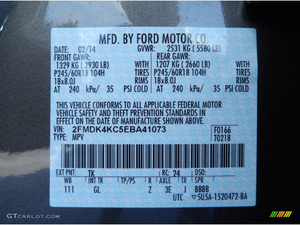 2014 Edge Color Code TK for Mineral Gray Photo #90931809