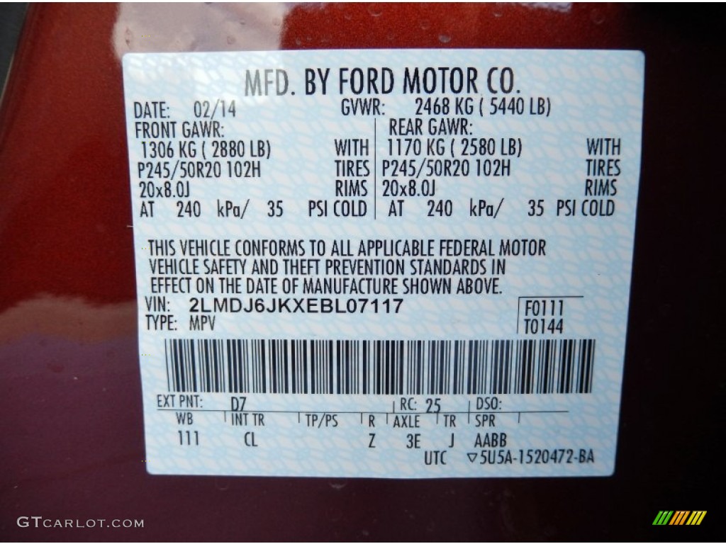 2014 MKX Color Code D7 for Sunset Metallic Photo #90932792