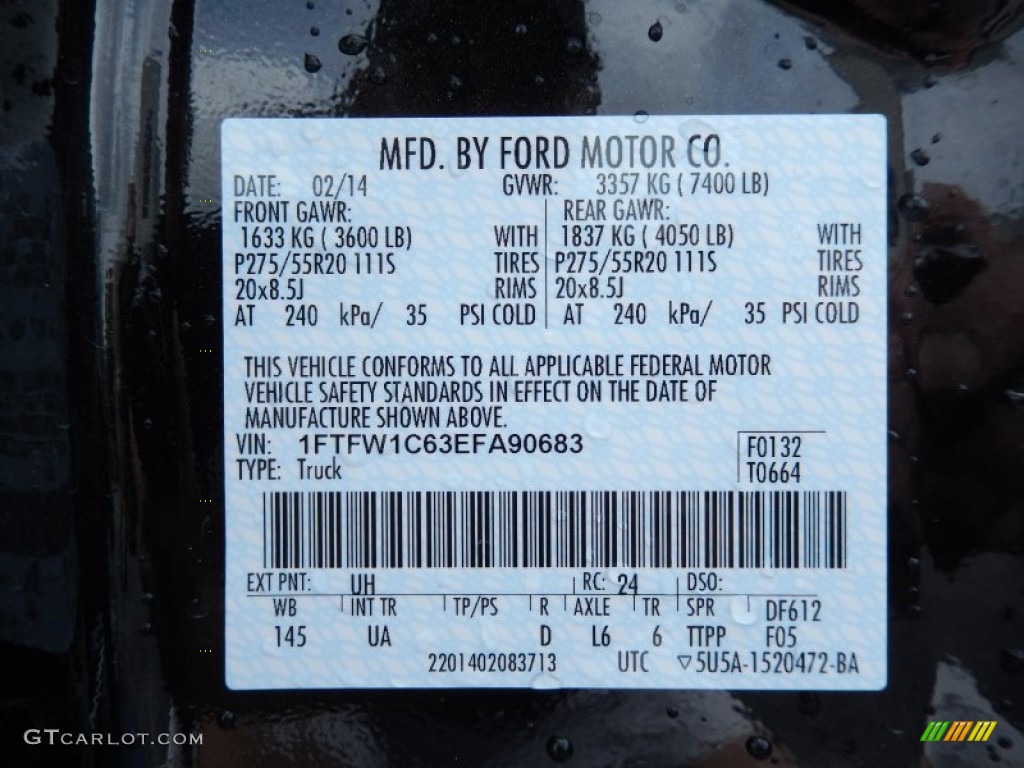 2014 F150 Color Code UH for Tuxedo Black Photo #90934070