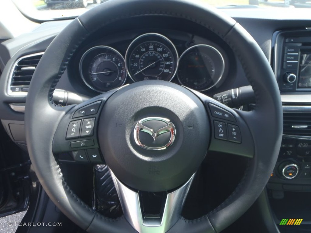 2015 Mazda Mazda6 Touring Black Steering Wheel Photo #90935108