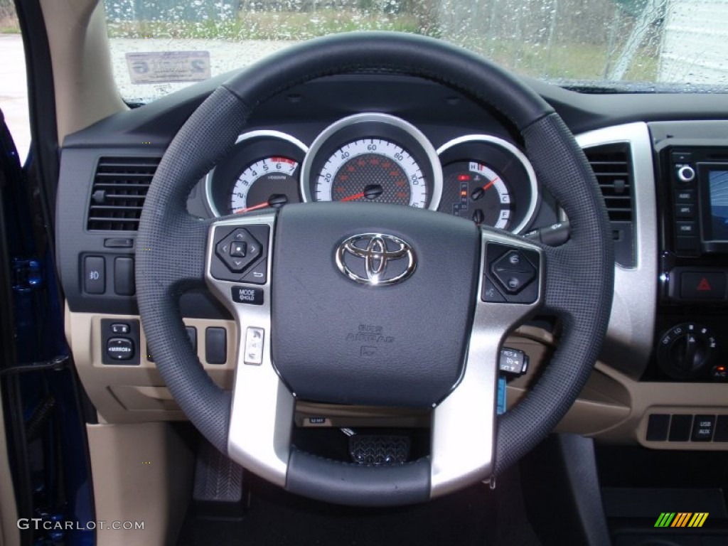2014 Toyota Tacoma SR5 Prerunner Double Cab Sand Beige Steering Wheel Photo #90936497