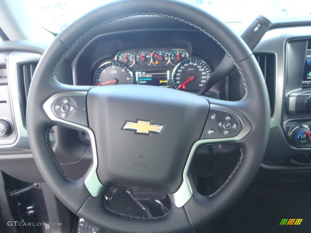 2014 Chevrolet Silverado 1500 LT Double Cab Jet Black Steering Wheel Photo #90939107