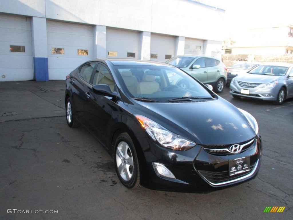 2012 Elantra GLS - Black Noir Pearl / Beige photo #1