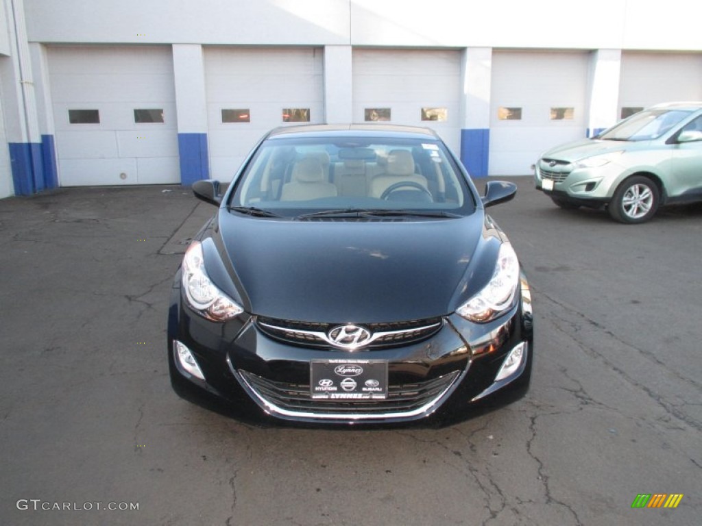 2012 Elantra GLS - Black Noir Pearl / Beige photo #2