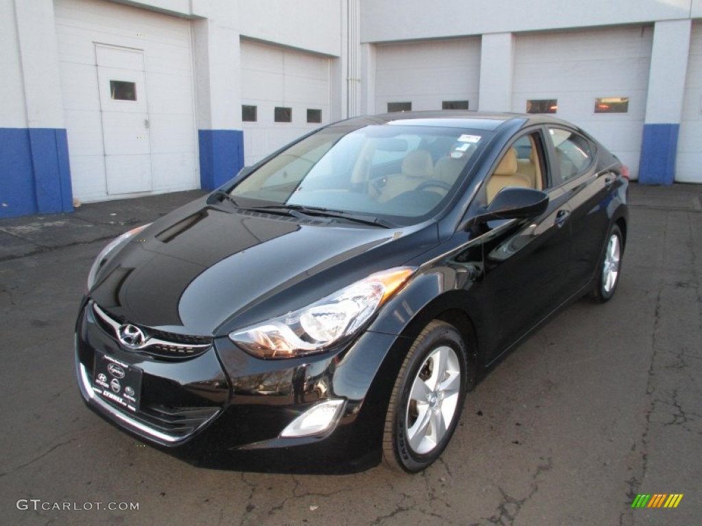 2012 Elantra GLS - Black Noir Pearl / Beige photo #3