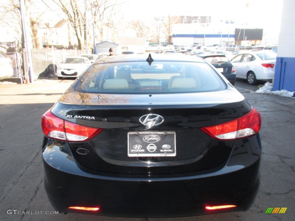 2012 Elantra GLS - Black Noir Pearl / Beige photo #5