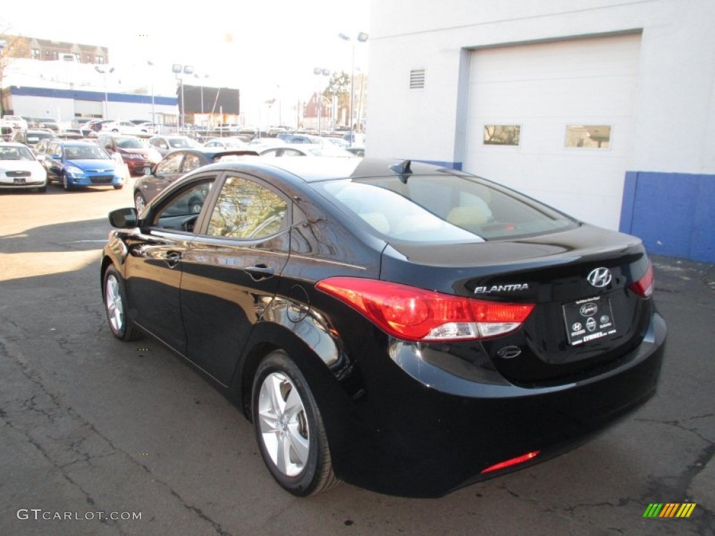 2012 Elantra GLS - Black Noir Pearl / Beige photo #6