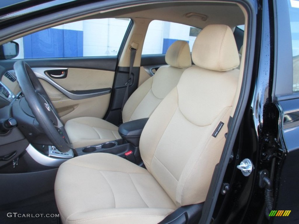 2012 Elantra GLS - Black Noir Pearl / Beige photo #7