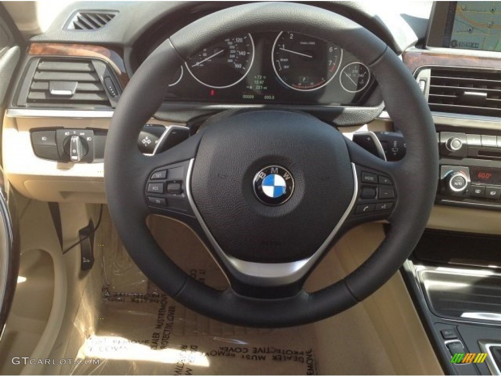 2014 BMW 4 Series 428i Coupe Venetian Beige Steering Wheel Photo #90948365