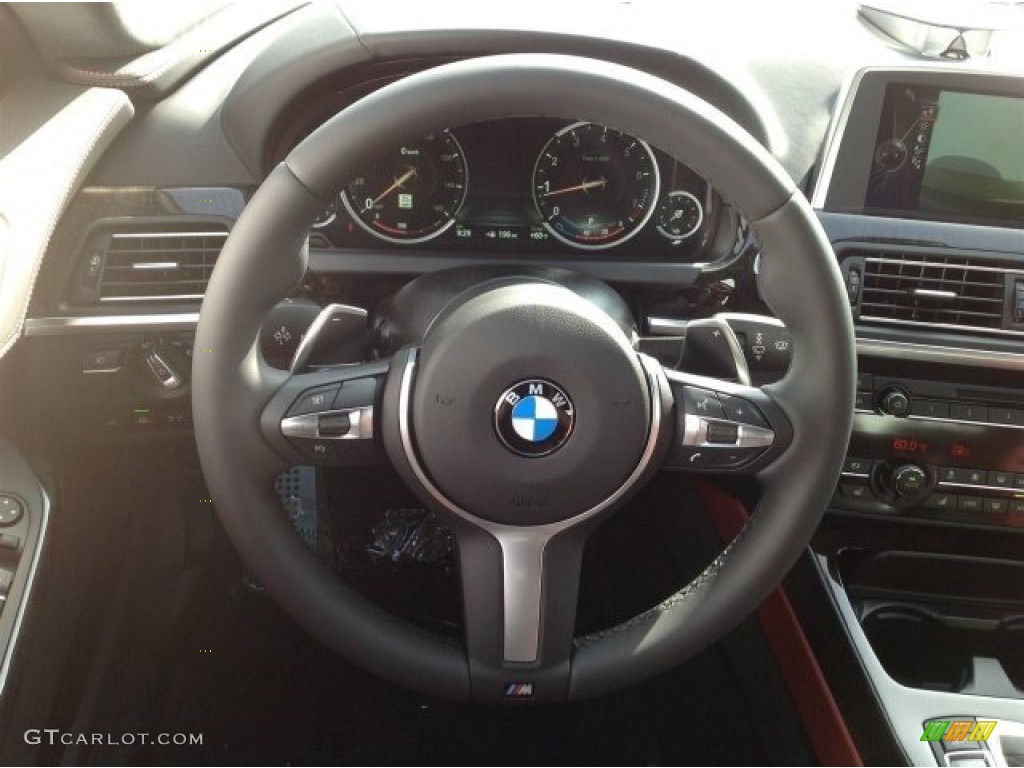 2014 BMW 6 Series 650i Coupe Vermilion Red Steering Wheel Photo #90949715