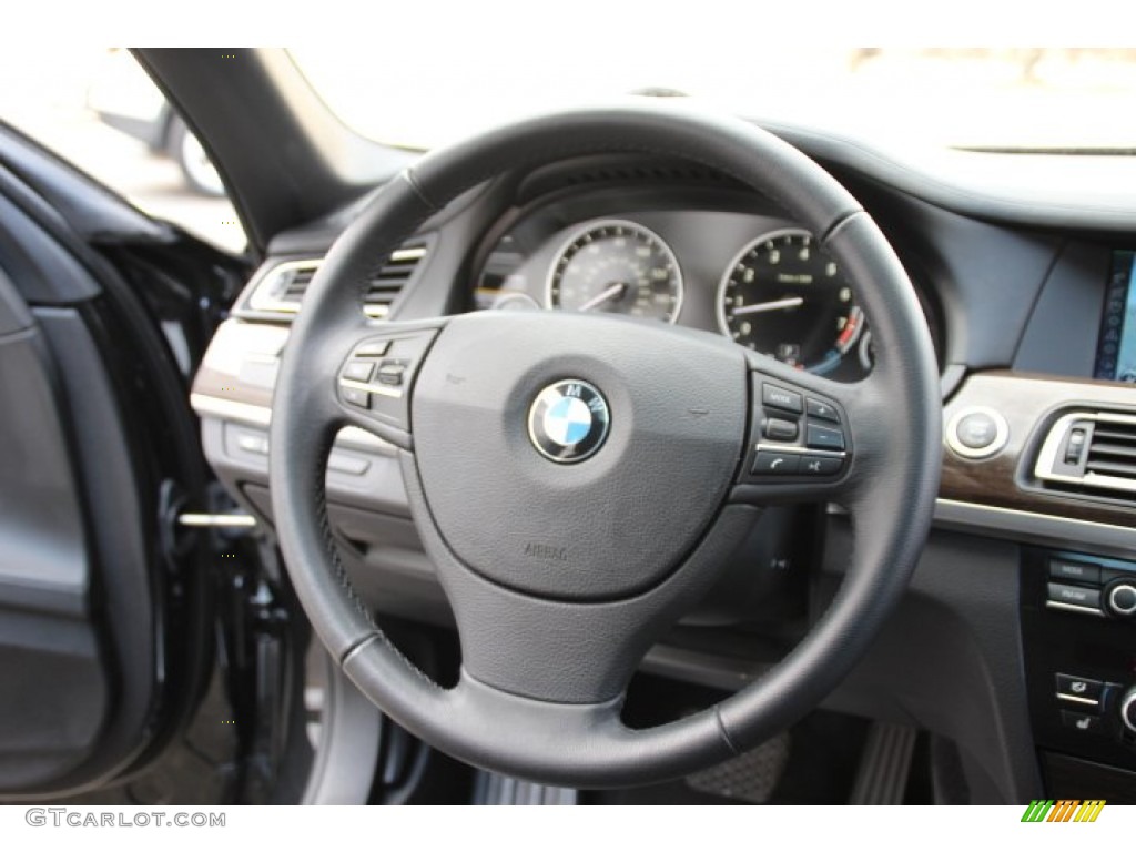 2011 BMW 7 Series ActiveHybrid 750i Sedan Black Steering Wheel Photo #90969496