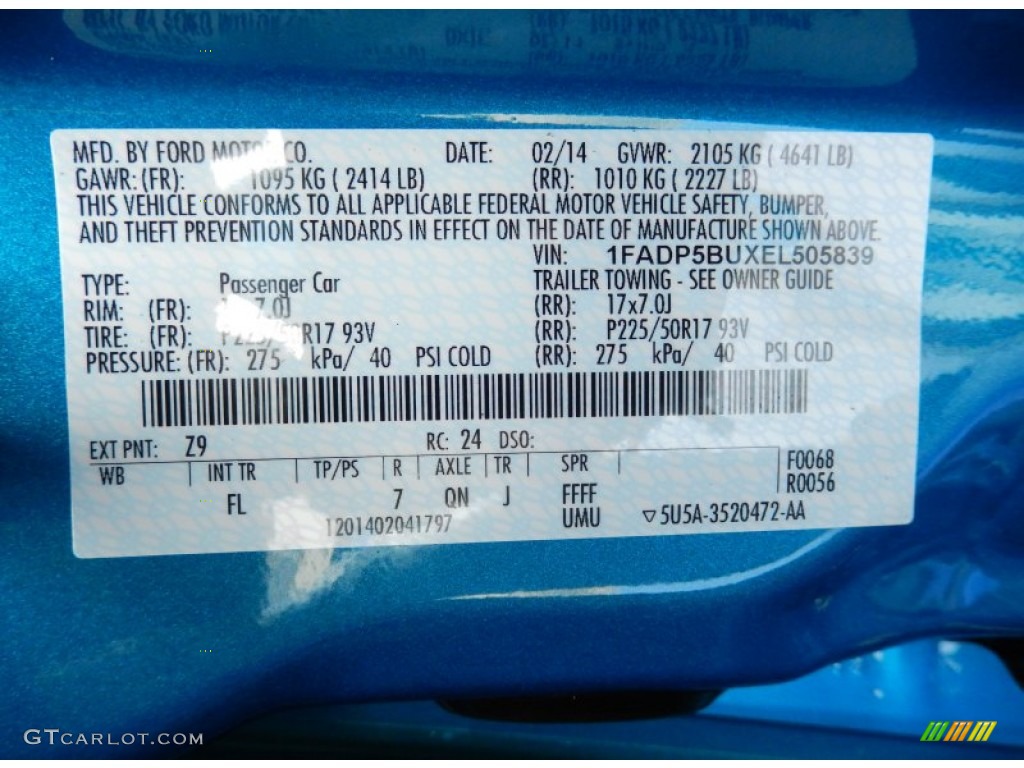 2014 C-Max Color Code Z9 for Blue Candy Photo #90974650