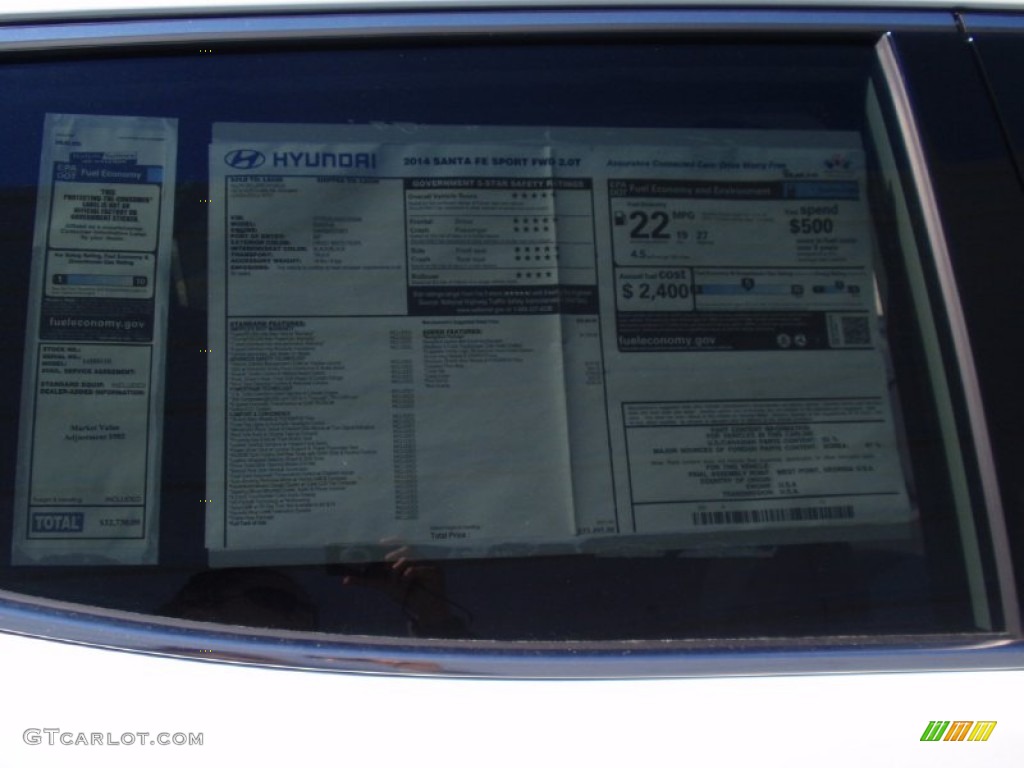 2014 Santa Fe Sport 2.0T FWD - Frost White Pearl / Black photo #35