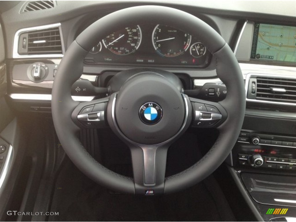 2014 BMW 5 Series 535i Sedan Black Steering Wheel Photo #90985950