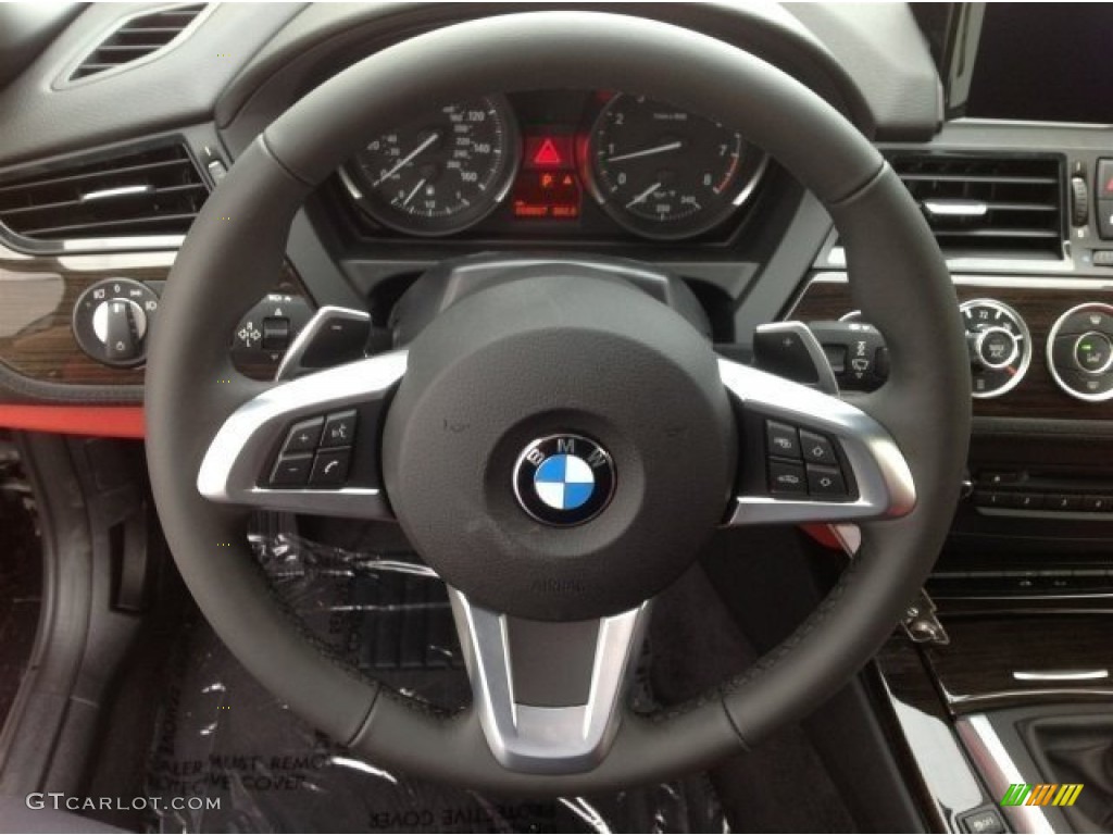 2014 BMW Z4 sDrive28i Coral Red Steering Wheel Photo #90986058