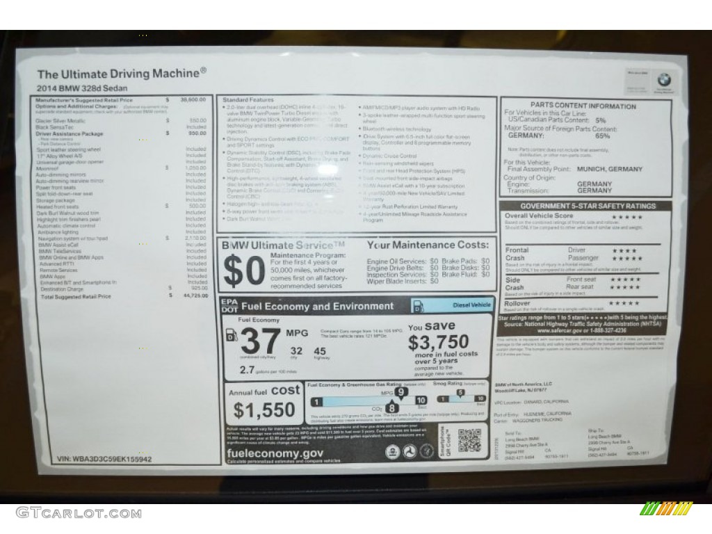2014 3 Series 328d Sedan - Glacier Silver Metallic / Black photo #5