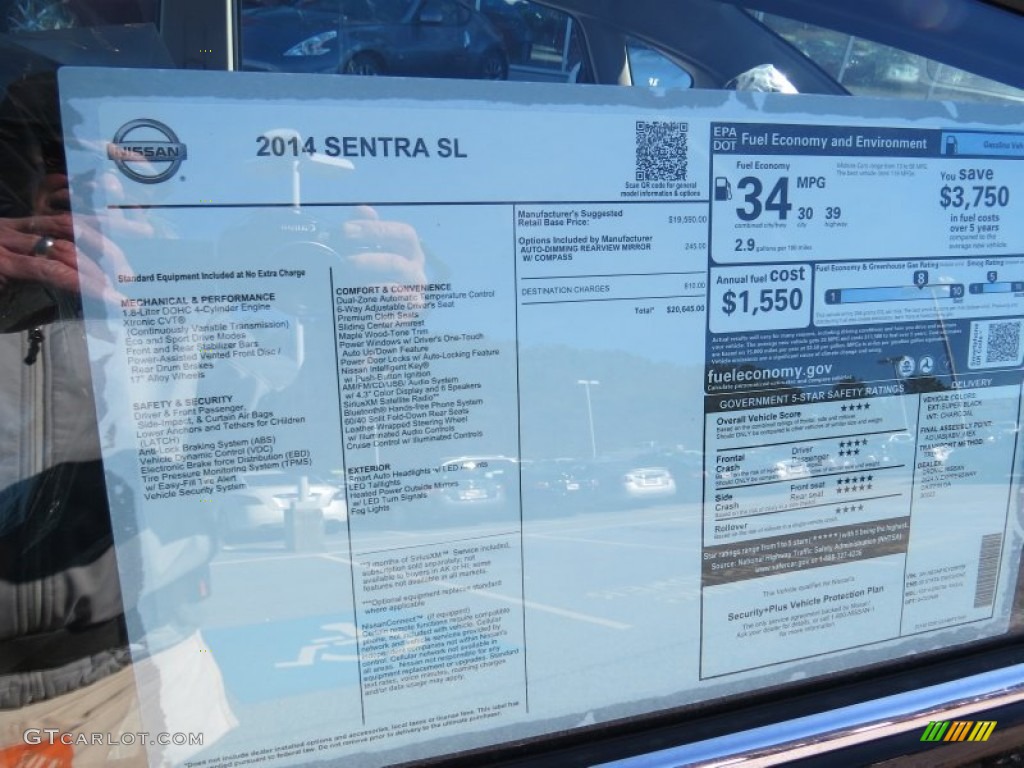2014 Nissan Sentra SL Window Sticker Photos