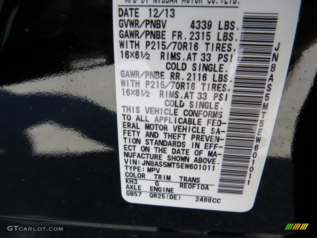 2014 Rogue Select Color Code KH3 for Super Black Photo #90988038