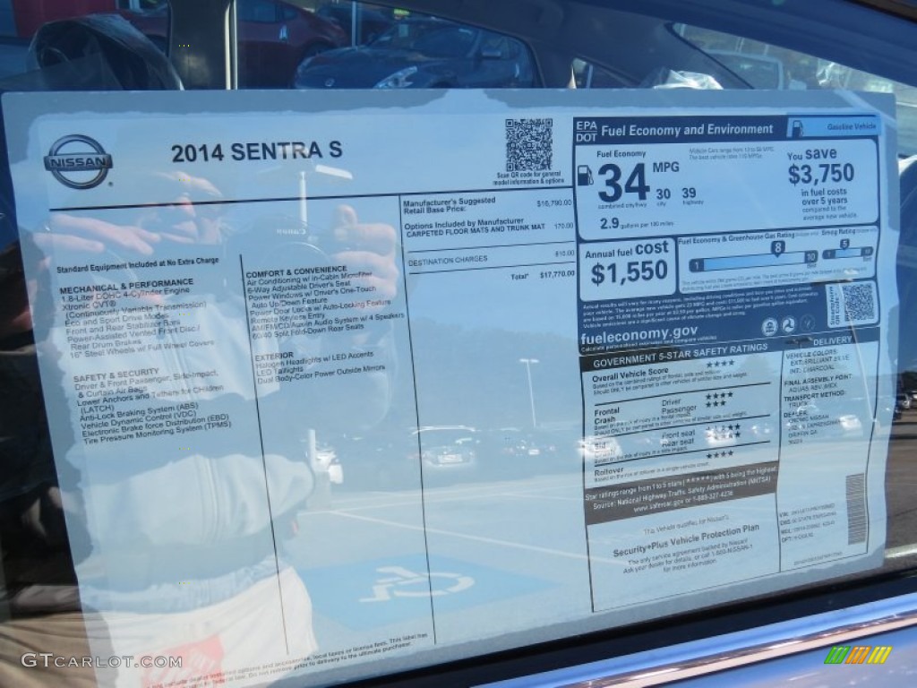 2014 Nissan Sentra S Window Sticker Photo #90988128
