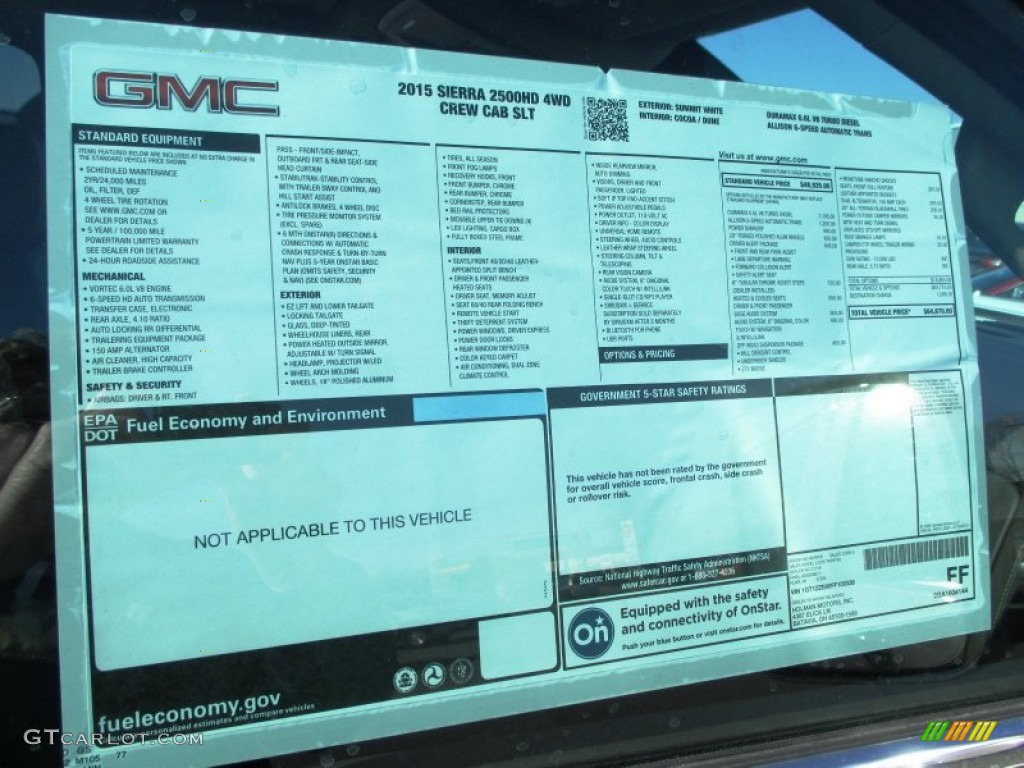 2015 GMC Sierra 2500HD SLT Crew Cab 4x4 Window Sticker Photos