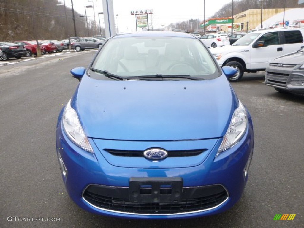 2011 Fiesta SES Hatchback - Blue Flame Metallic / Cashmere/Charcoal Black Leather photo #7