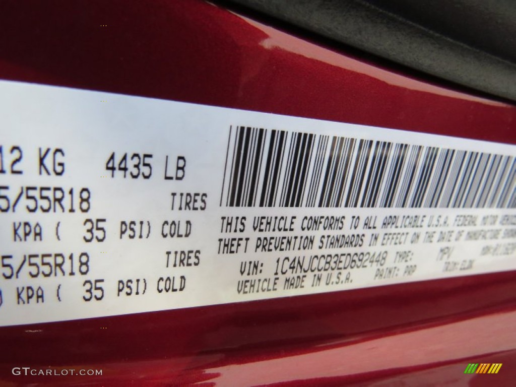 2014 Compass Color Code PRP for Deep Cherry Red Crystal Pearl Photo #91013294