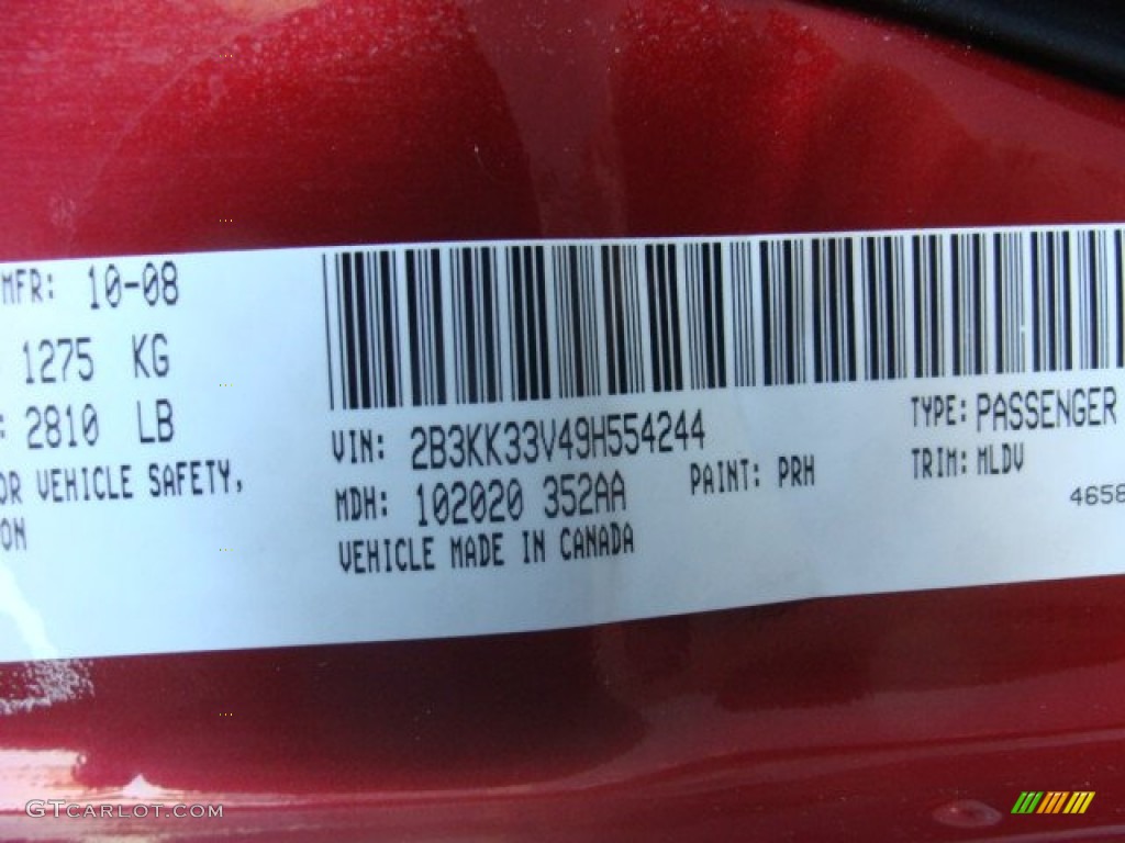 2009 Dodge Charger SXT AWD Color Code Photos