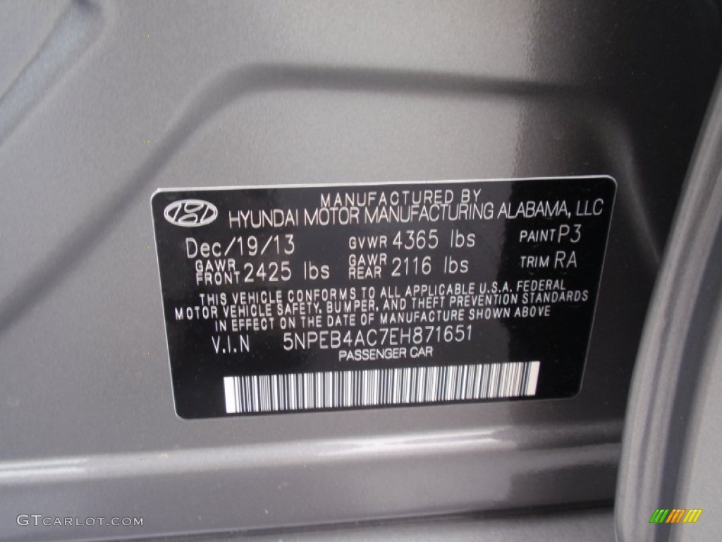2014 Sonata GLS - Harbor Gray Metallic / Gray photo #31