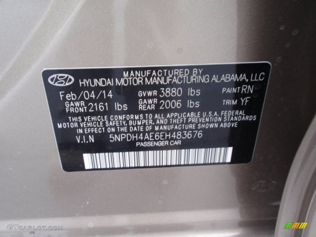 2014 Elantra SE Sedan - Bronze / Beige photo #33