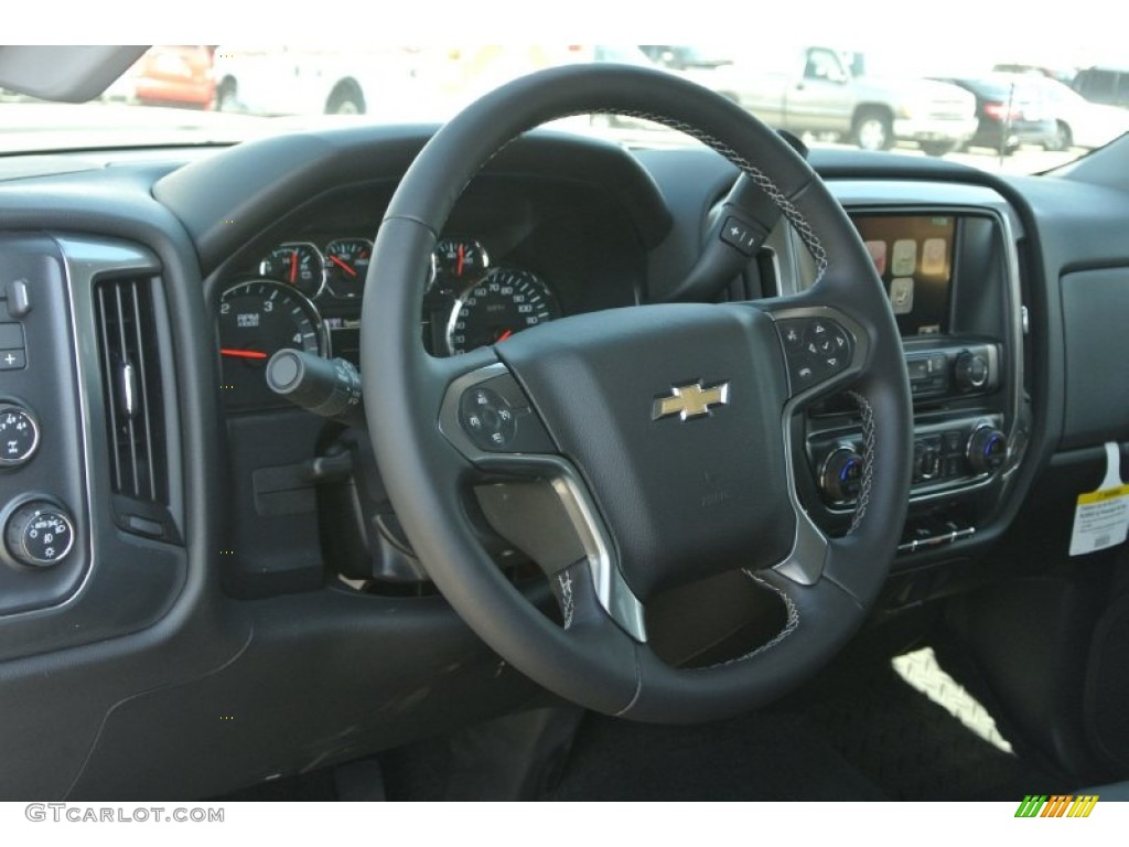 2015 Chevrolet Silverado 3500HD LT Crew Cab 4x4 Jet Black Steering Wheel Photo #91043246