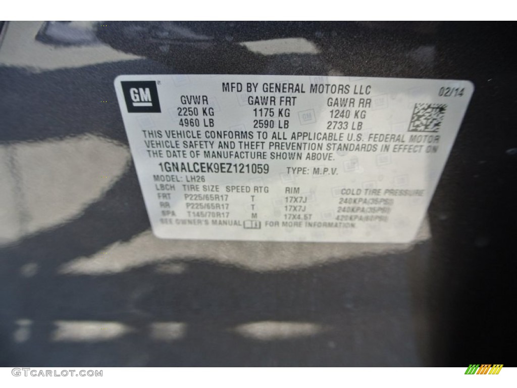 2014 Equinox LT - Tungsten Metallic / Jet Black photo #7