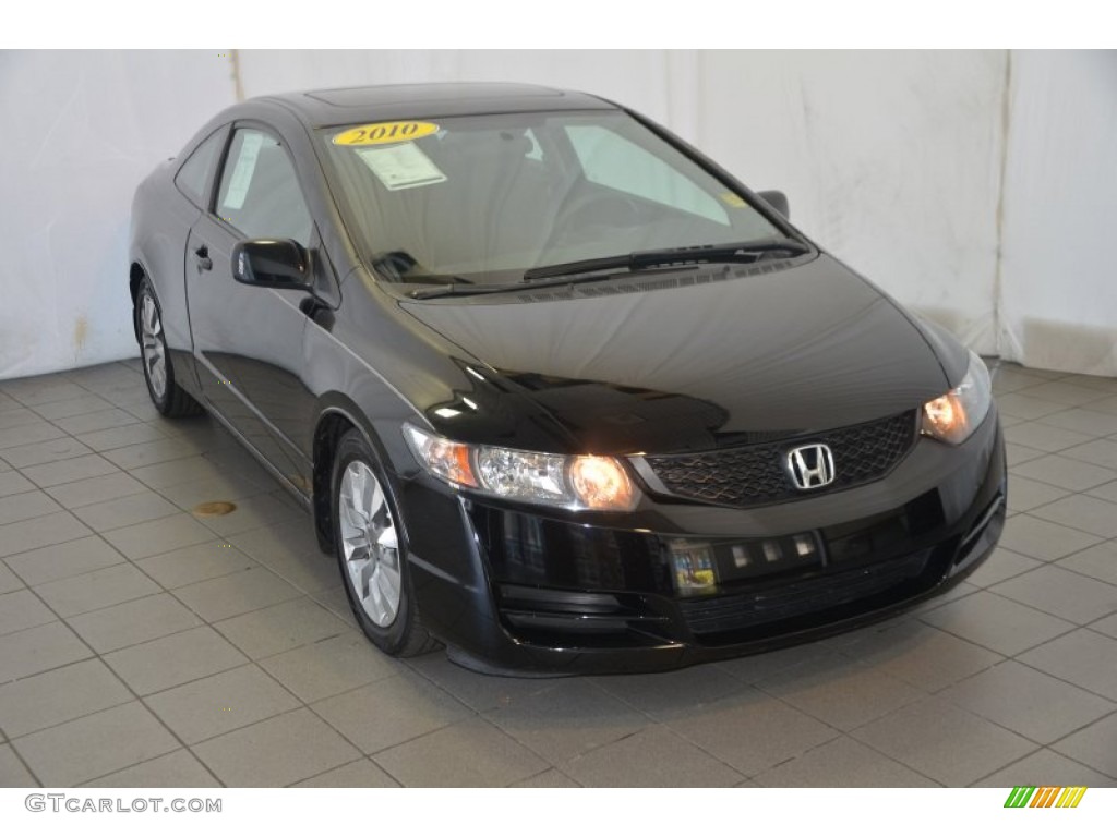 2010 Civic EX Coupe - Crystal Black Pearl / Gray photo #1