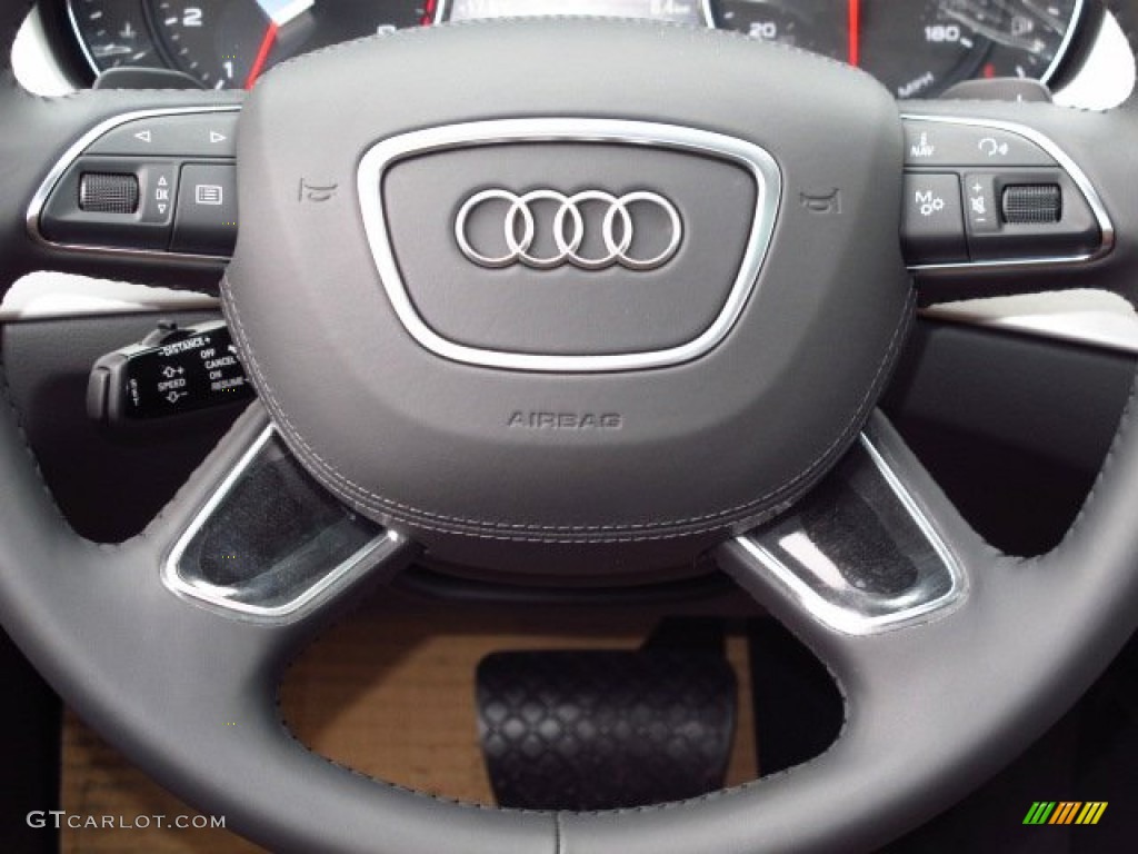 2014 Audi A8 4.0T quattro Nougat Brown Steering Wheel Photo #91051665