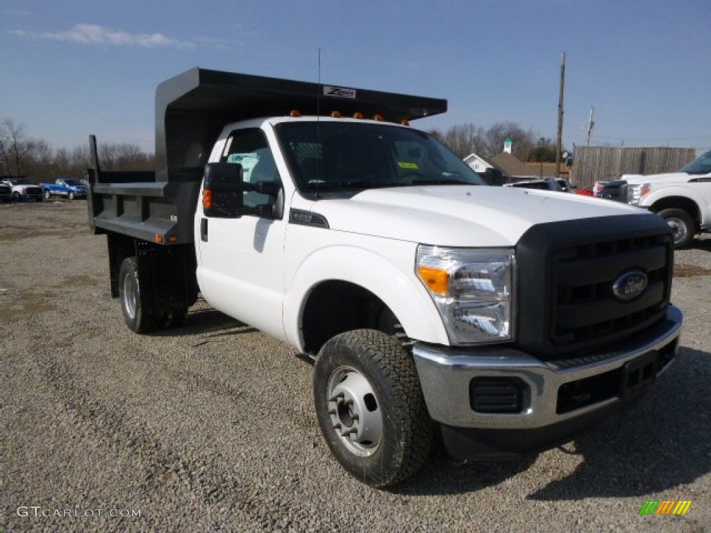 2014 F350 Super Duty XL Regular Cab 4x4 Dump Truck - Oxford White / Steel photo #2