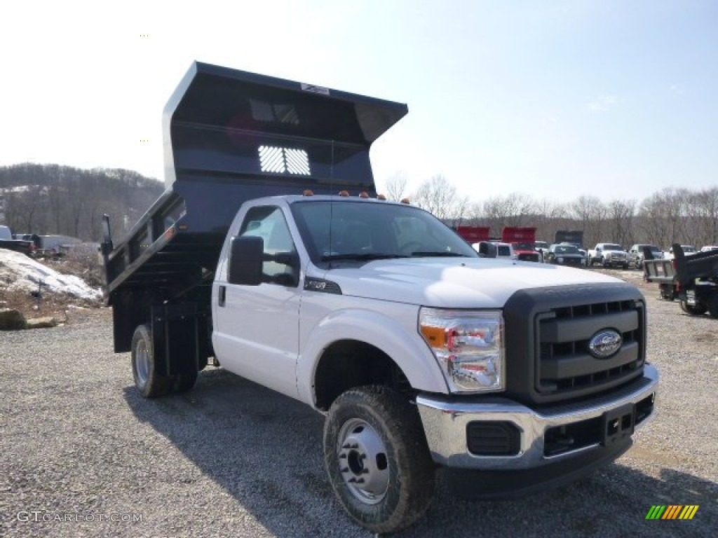 2014 F350 Super Duty XL Regular Cab 4x4 Dump Truck - Oxford White / Steel photo #2