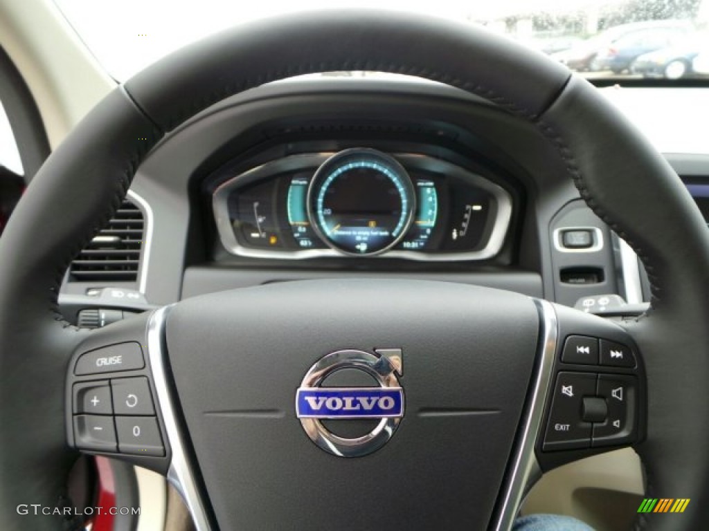2015 Volvo XC60 T5 Drive-E Soft Beige Steering Wheel Photo #91058766