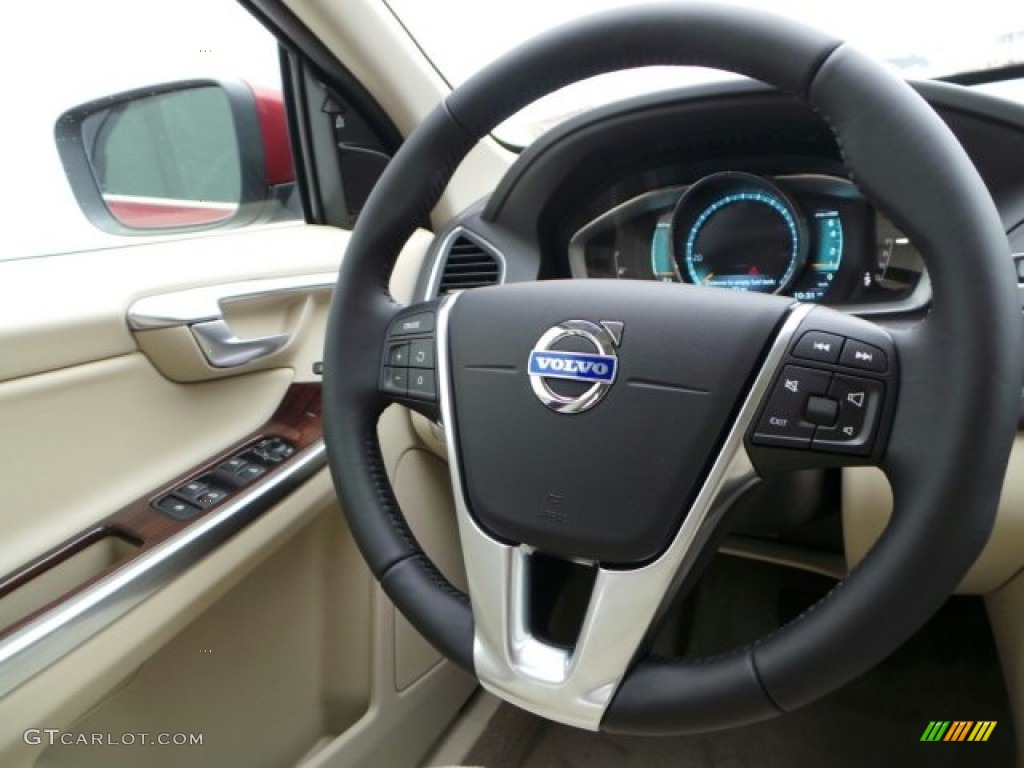2015 Volvo XC60 T5 Drive-E Soft Beige Steering Wheel Photo #91058949