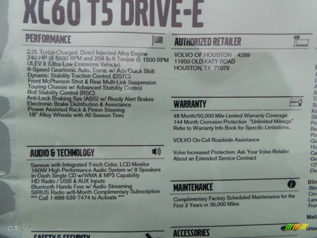 2015 Volvo XC60 T5 Drive-E Window Sticker Photo #91059114