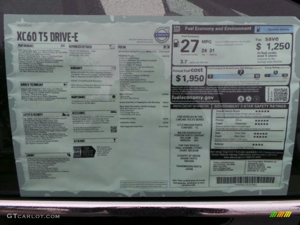 2015 Volvo XC60 T5 Drive-E Window Sticker Photo #91059972