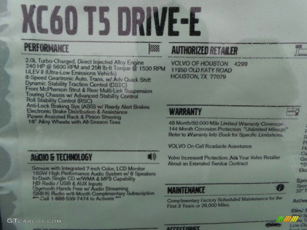 2015 Volvo XC60 T5 Drive-E Window Sticker Photo #91060020
