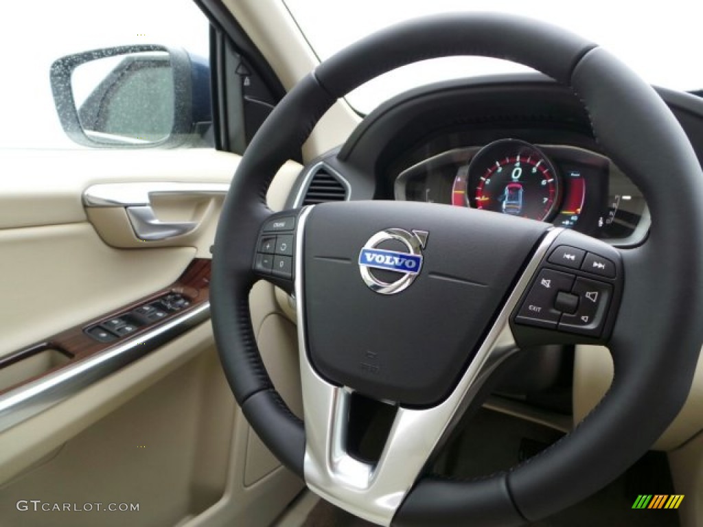 2015 Volvo XC60 T5 Drive-E Soft Beige Steering Wheel Photo #91060743