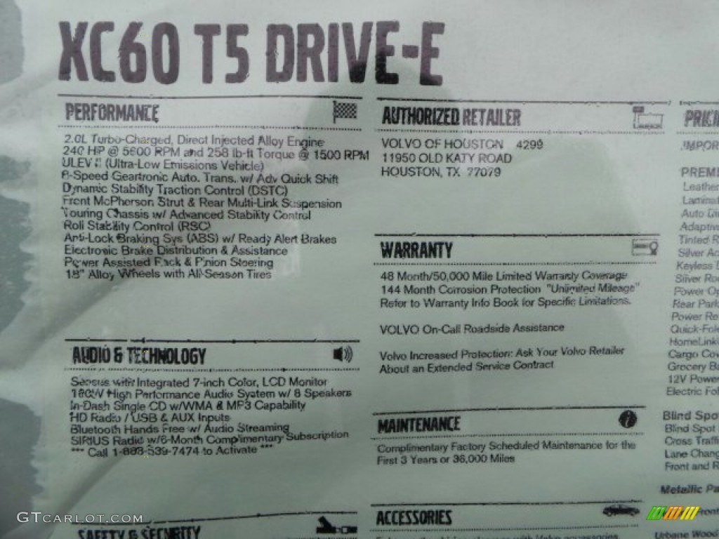 2015 Volvo XC60 T5 Drive-E Window Sticker Photo #91060869