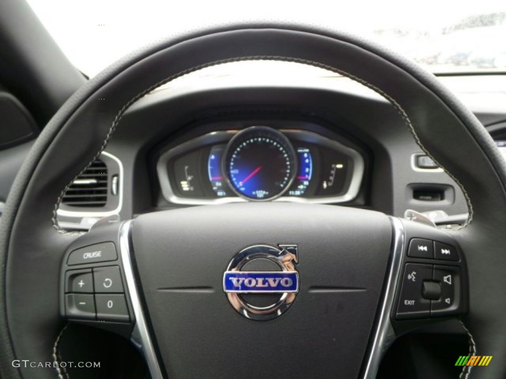 2015 Volvo V60 T6 AWD R-Design R-Design Off-Black/Anthracite Steering Wheel Photo #91064910