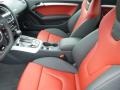 2014 Audi S5 Black/Magma Red Interior Front Seat Photo