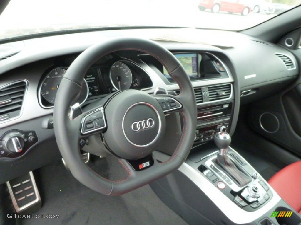 2014 Audi S5 3.0T Premium Plus quattro Cabriolet Black/Magma Red Dashboard Photo #91077602