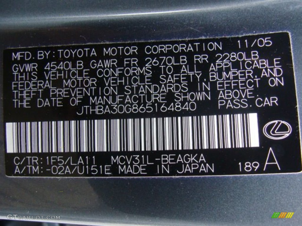 2006 ES 330 - Blue Shale Mica / Ash photo #24