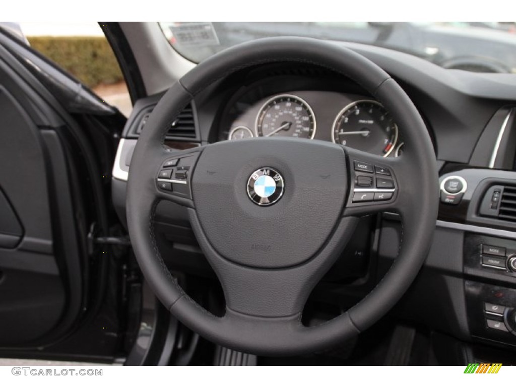 2014 BMW 5 Series 528i xDrive Sedan Black Steering Wheel Photo #91105487
