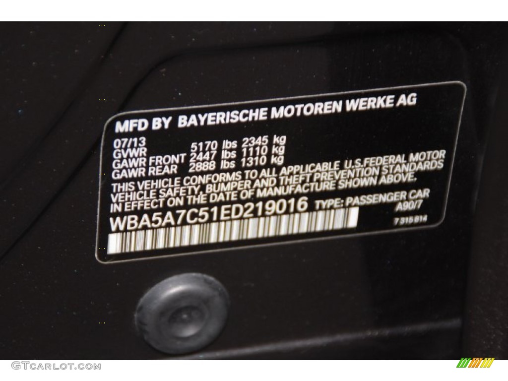 2014 5 Series Color Code A90 for Dark Graphite Metallic Photo #91105778