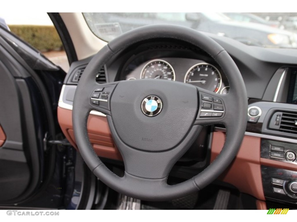 2014 BMW 5 Series 528i xDrive Sedan Cinnamon Brown Steering Wheel Photo #91106051