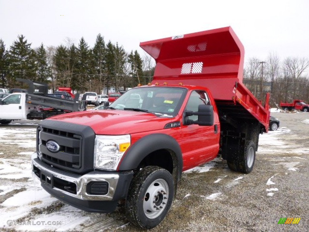 2014 F450 Super Duty XL Regular Cab 4x4 Dump Truck - Vermillion Red / Steel photo #4